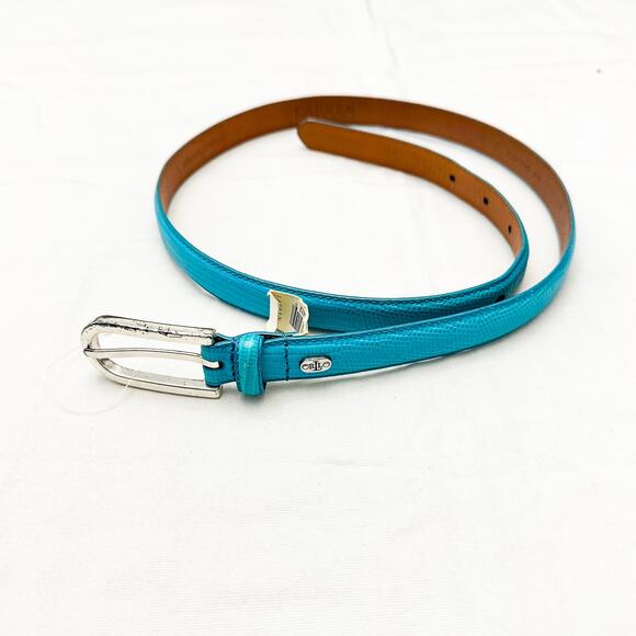Lauren Ralph Lauren Turquoise Blue Leather Belt Italian Leather Size M NWT Italy - Picture 1 of 5
